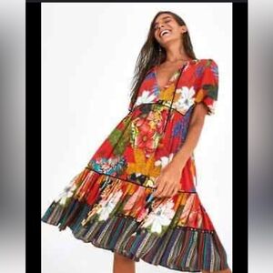Farm Rio babydoll puff sleeve dress xs